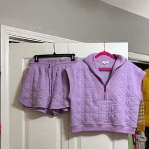 Entro Lavender Quilted Top and Shorts Set